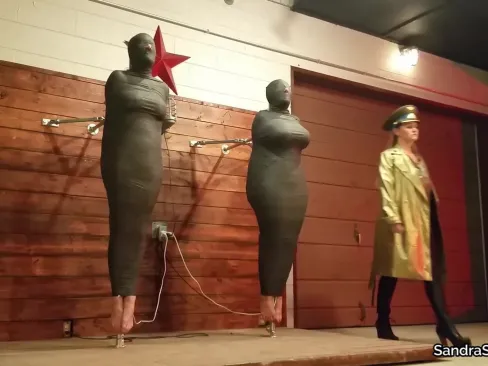 Busty Sandra and friend gagged and mummified by Soviet unit
